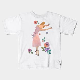 Swaying Ballet Dancer with Flowers Kids T-Shirt